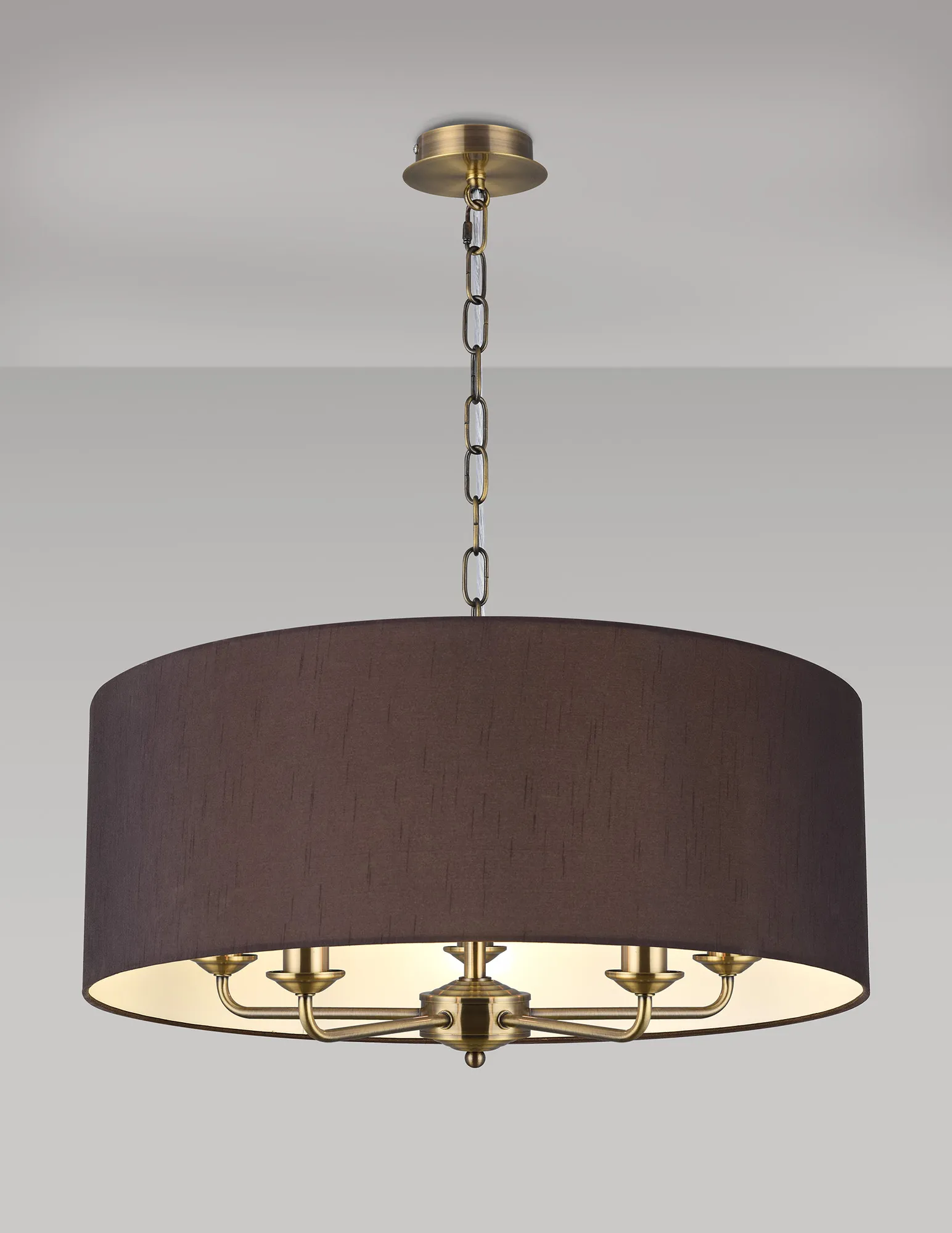 Banyan 60cm 5 Light Pendant Antique Brass; Black DK0660  Deco Banyan AB BL